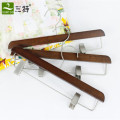 retro wooden pants hanger with metal clips